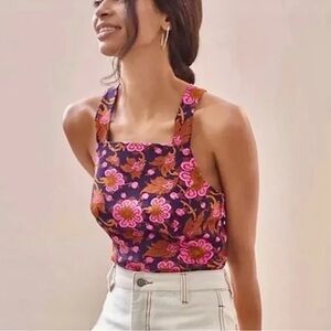 Anthropologie Porridge Floral Pink‎ and Purple Women's Top Tank XS